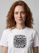gravisk Feminism Is Not A Bad Word organic graphic tee. Dense ornamental typography: FEMINISM IS NOT A BAD WORD, B WORD.