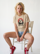 gravisk Error 404: Compliance organic graphic tee. Distressed portrait in a red circle, monospace ERROR 404: COMPLIANCE type.