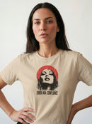 gravisk Error 404: Compliance organic graphic tee. Distressed portrait in a red circle, monospace ERROR 404: COMPLIANCE type.
