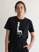 gravisk F*ck Sexism organic graphic tee. Distressed white profile silhouette with FUCK SEXISM set inside it.