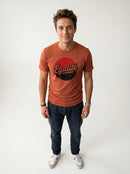 gravisk Égalité organic graphic tee. Égalité in worn script on a distressed red and black circle.