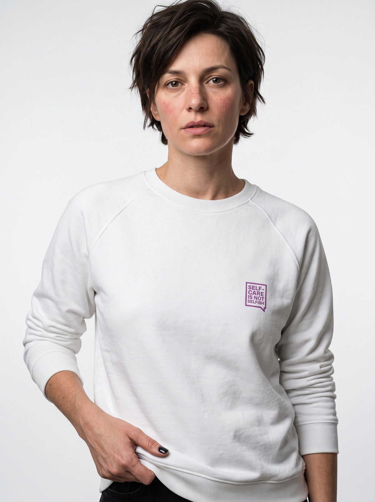 Self-Care Is Not Selfish - Chest Print Sweatshirt