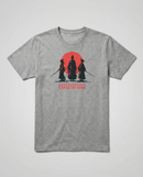 gravisk Unreasonable Expectations organic graphic tee. Three samurai silhouettes before a red sun, UNREASONABLE EXPECTATIONS.