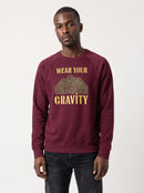 gravisk Wear Your Gravity v1 graphic sweatshirt in organic cotton. Topographic mountain in contour lines framed by vintage lettering.