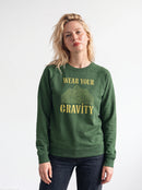 gravisk Wear Your Gravity v1 graphic sweatshirt in organic cotton. Topographic mountain in contour lines framed by vintage lettering.