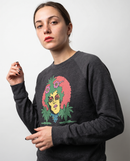 gravisk Overgrown graphic sweatshirt in organic cotton. Hand-drawn psychedelic face with hair turning into leaves, flowers and roots.