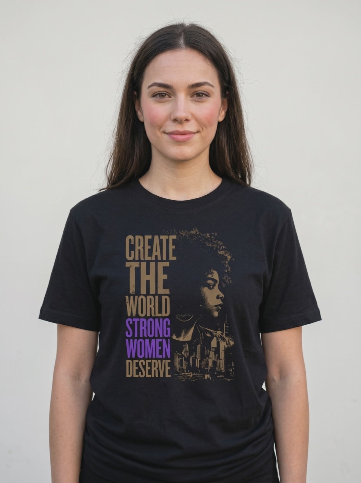 Gravisk Create The World Strong Women Deserve organic Gravisk graphic tee